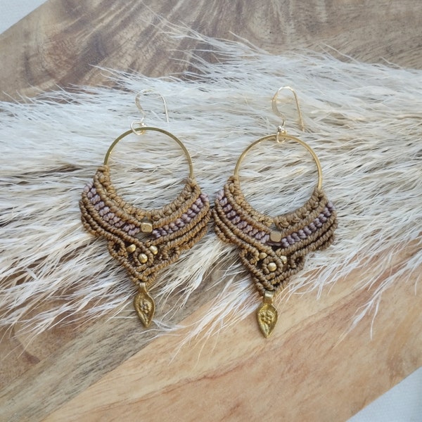 Macrame Earrings | Boho Earrings | Hippie accessory | Handmade | Bohemian Style | Christmas | Woman gift | Earrings | earth color