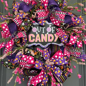 Whimsical Halloween wreath, Colorful Halloween wreath, Vibrant Halloween front door wreath, Spooky Halloween wreath, Halloween party decor