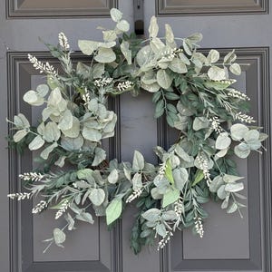 Eucalyptus wreath,  Year round,  Front  door , Farmhouse decor, Neutral, Everyday wreath, Greenery, Minimalist,