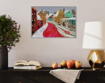 The Christmas Way - Perfect Christmas Gift! Art Quilt Wall Hanging, Modern Winter Art Quilt Design, Christmas Design Painting