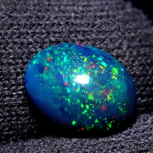 AAAAA Grade Natural Black Opal Cabochon Gemstone+Welo Fire Black Opal+ Handmade oval Shape Opal+October Birthstone Gemstone, Size 9x11 MM.