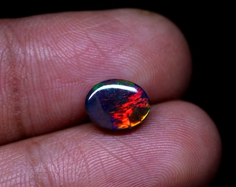 AAAAA Grade Welo Black Opal Cabochon: Handmade Oval Gemstone, 9x7 MM