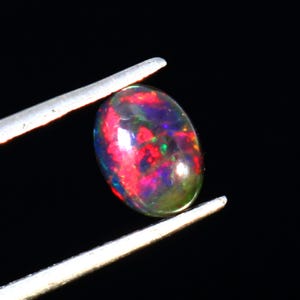 8x6x4 mm Opal -Natural Black Ethiopian Fire opal- Black Opal - Welo fire opal - October birthstone -Opal Stone-Opal oval Cabochon-Loose Opal