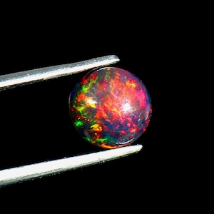 9 mm Opal round -Natural Black Ethiopian Fire opal- Black Opal - Welo fire opal - October birthstone - Opal Stone-Opal Cabochon -Loose Opal.