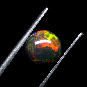 7mm Opal Round cabochon- Natural Black Ethiopian Fire opal- Black Opal - Welo fire opal - October birthstone - Opal Stone-Opal Cabochon.