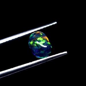 AAAAA Grade Natural Black Opal Cabochon Gemstone+Welo Fire Blue Opal+ Handmade Oval Shape Opal+October Birthstone Gemstone, Size 8x6 MM.