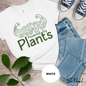 Aesthetic Powered by Plants T-Shirt | Vegan Lifestyle Tee | Vegetarian Fashion Shirt | Awareness Clothing | Ethical Vegan Apparel