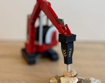 Hydraulikhammer für Bruder Minibagger | Mit realistischer Federwirkung | Zubehör für Baustellenspielzeug