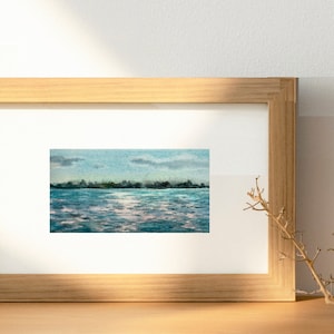 SainTropez See Minimalerei. Aquarell originale Kunst. Handgemalte Kunst für Geschenk & Wanddekoration