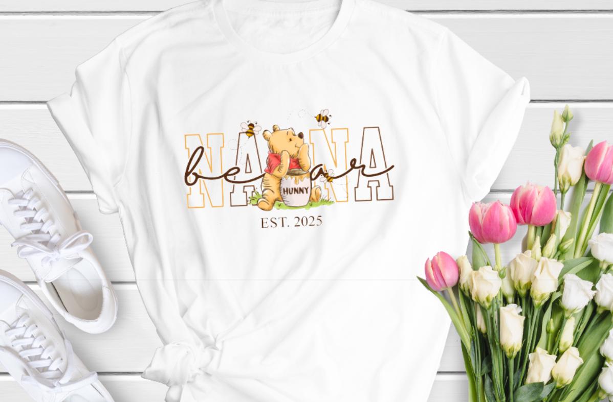 Cute Nanna bear t shirt Pooh gift for grandparent Grandchild present mothers day present for her top summer spring slogan