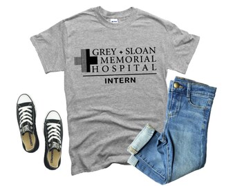Grey Greys anatomy intern t shirt ladies top graphic fashion Grey&#39;s TV Sloan top casual t-shirt for her gift series mum daughter sister
