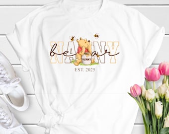 Camiseta fofa do ursinho Pooh, presente para avós, netos, presente de dia das mães para ela, slogan de verão e primavera