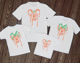 Camisetas familiares blancas de Halloween a juego Camisas a juego de Disney Halloween Florida Paris aterrador Unisex Su y ella Tops a juego de calabaza