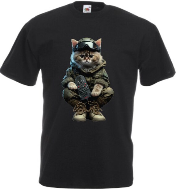 T-shirt Graphique Chat - Camouflage Et Lunettes, 100% Coton, Taille S Occasion