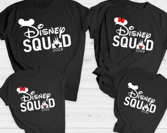 Camisetas navideñas negras del equipo Disney 2026, camisetas navideñas unisex, camisetas de viaje a París, Florida, camisetas familiares a juego.