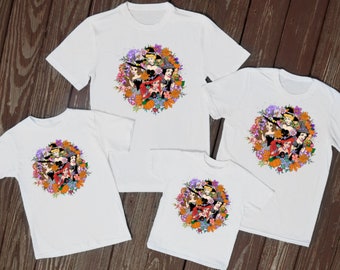Camisetas familiares de Halloween blancas a juego Camisetas de Halloween de Disney a juego Camisetas de miedo de Florida París Camisetas unisex para él y para ella Camisetas gráficas de princesas