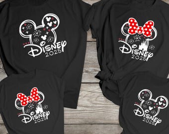 Matching family t shirts Disney 2025 black holiday t shirts vacation holiday Unisex holiday shirts reveal tops Paris Florida travel graphic