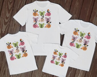 Camisetas familiares de Halloween blancas a juego Camisetas de Halloween de Disney a juego Camisetas de miedo de Florida París Camisetas unisex para él y para ella Camisetas gráficas de calabazas para fiesta