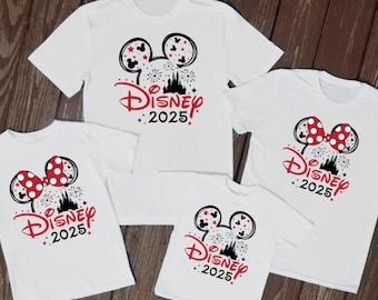 Disney 2025 White holiday tshirts vacation holiday Unisex holiday shirts reveal tops Paris Florida travel t-shirts matching family tops gift