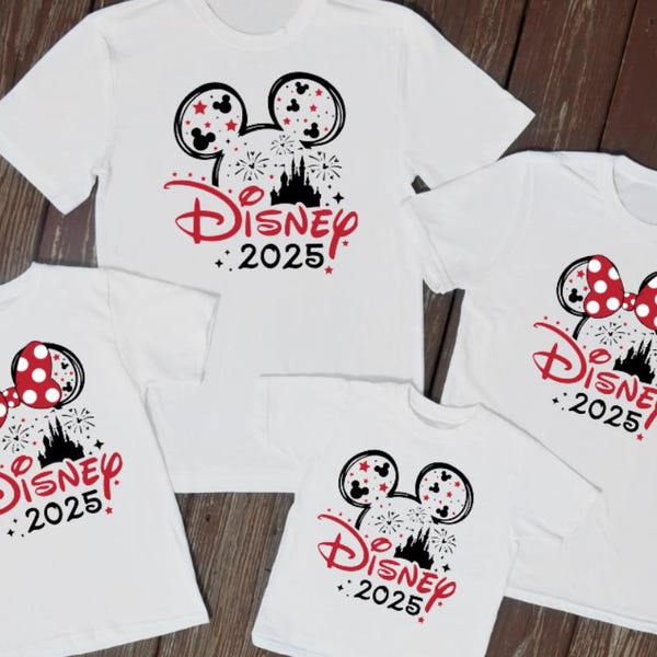 Disney 2025 White holiday tshirts vacation holiday Unisex holiday shirts reveal tops Paris Florida travel t-shirts matching family tops gift