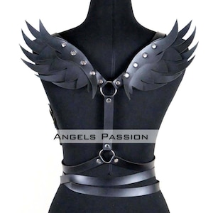 Women Angel Wings Leather Chest Harness, Festival Clothing, Leather Angel Costume, Women Leather Angel Wing, Women Leather Wing