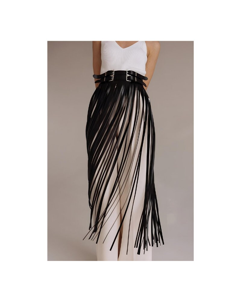 Fringe leather skirt cheap