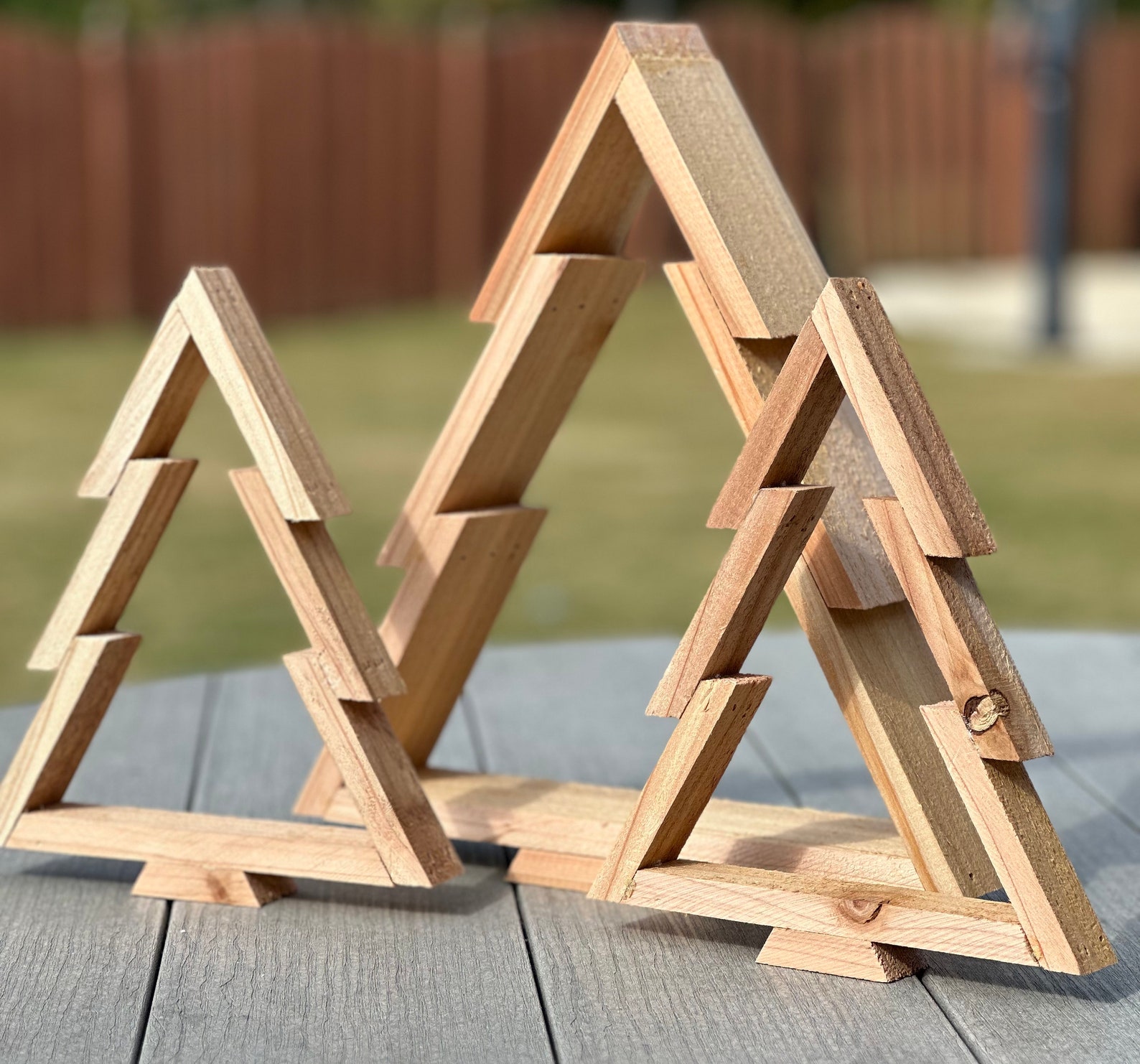 Set of 3 Cedar Christmas Trees Etsy