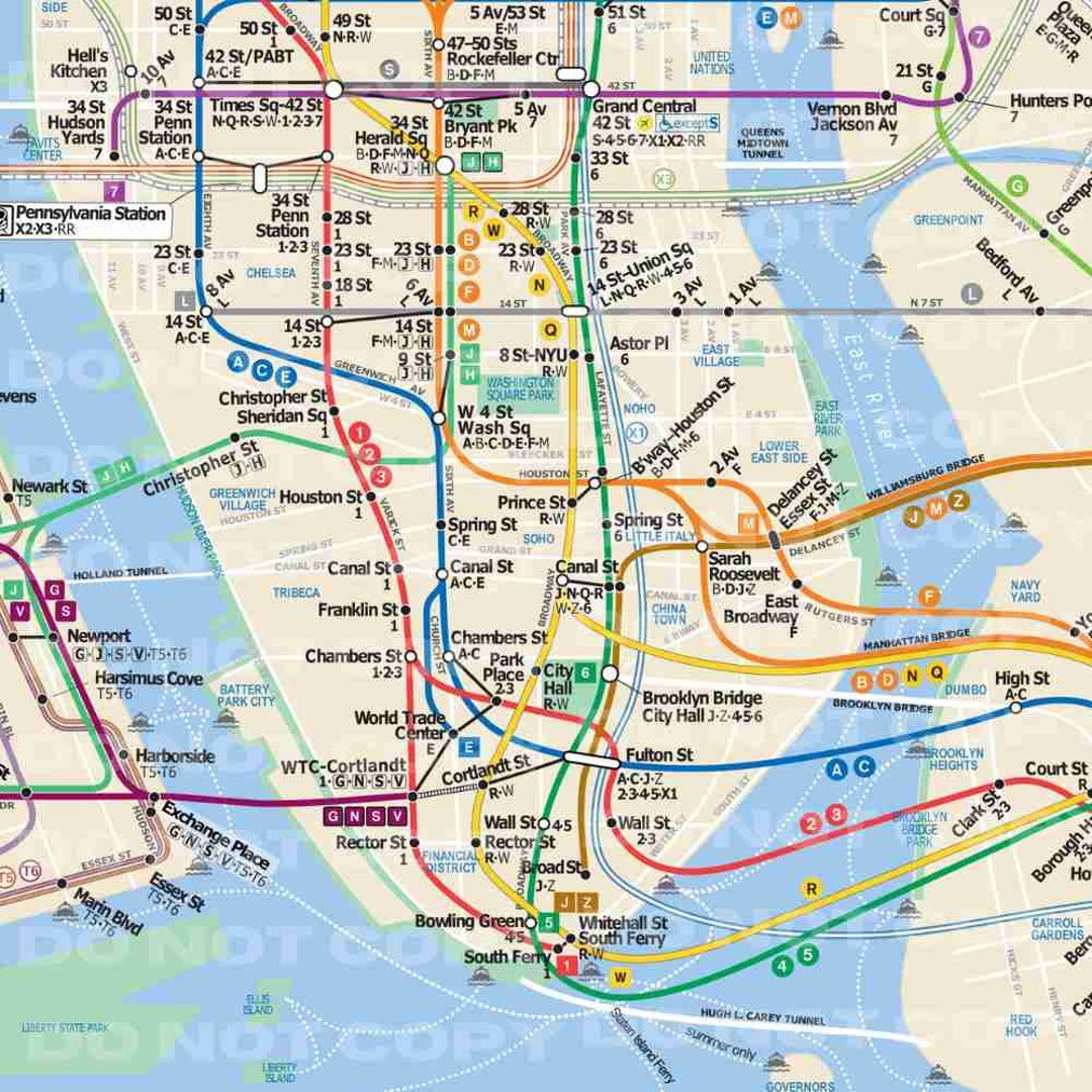New York City Manhattan Subway Map Digital 12x12 Seamless Etsy UK