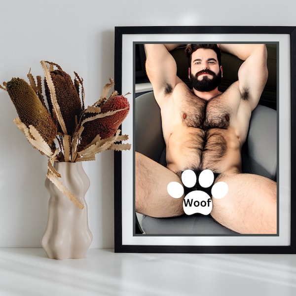 Nude Male Wall Art, Erotic Gay Art, Funny Gay Art, Gift for Gay Male, Wall Art Decor, Gay Art Print, Nude Male Canvas Art, Gay Bear Art