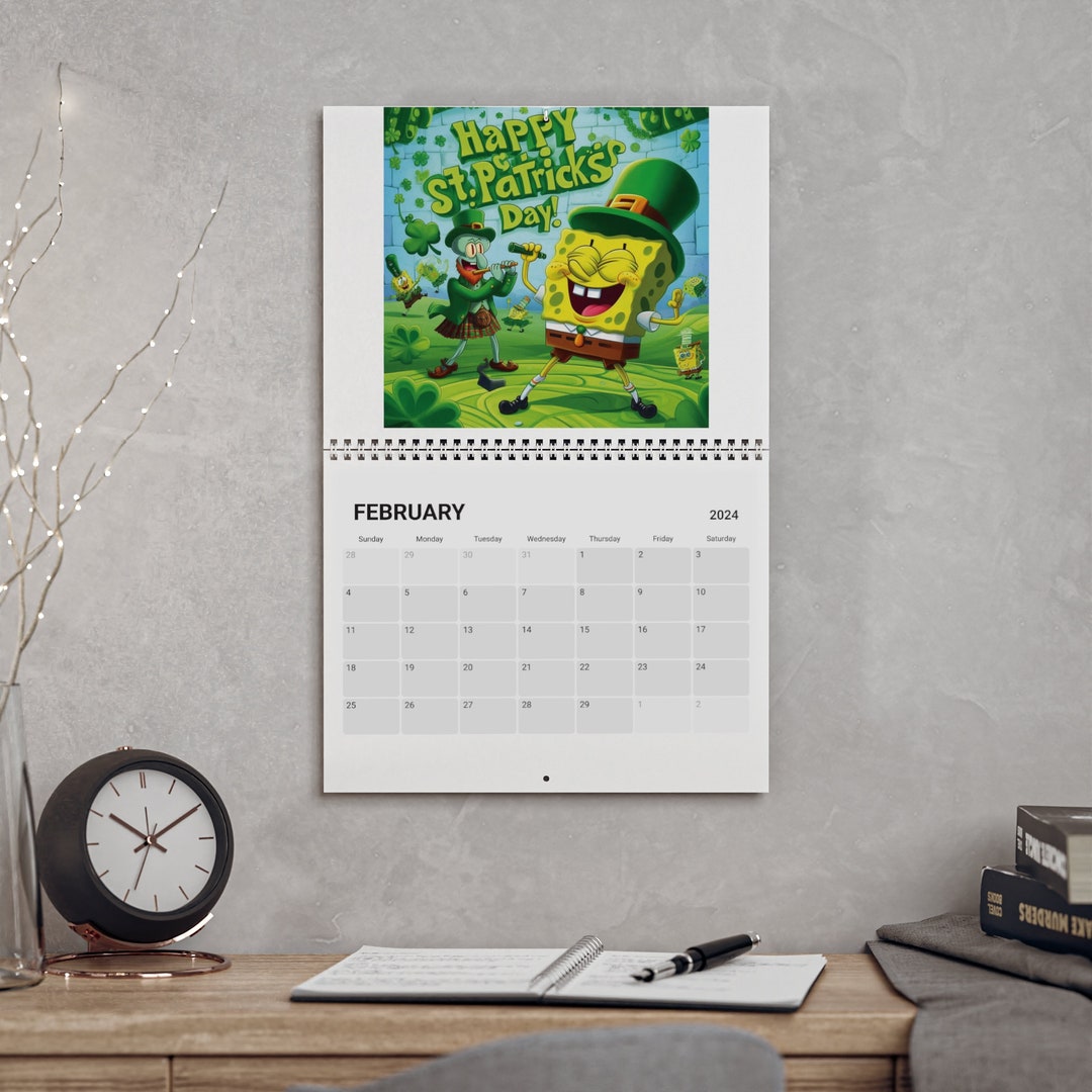 Calendar 2024 With Sponge Cartoon Etsy