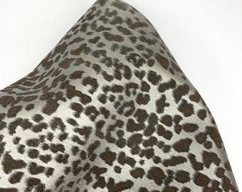 Leopard Printed Italian Leather in Black and Silver, Animal Print Genuine Leather for Crafting, DIY Shoemaking Components and Supplies
