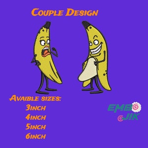 Machine Embroidery Couple design for him and her Banana cartoon