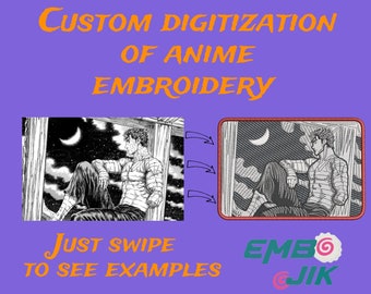 Custom Embroidery Digitize Anime , Machine Embroidery  Anime, Custom  Anime Embroidery Design , DST File, PES File , JEF File, Emb file