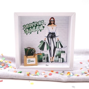 Geldgeschenk Einkaufen Grün Einkaufsgutschein Shopping Queen Frau Personalisiert Geburtstag Weihnachten