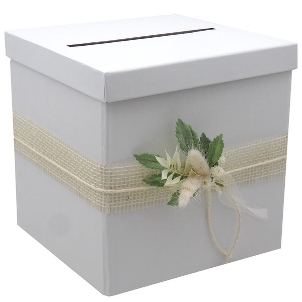 Briefbox Kartenbox Hochzeit Vintage Trockenblumen Creme Geldgeschenk Deko 20 x 20cm LEA