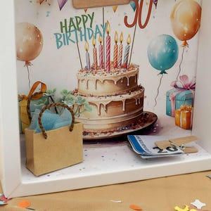 Personalized birthday money gift WITH NAME & NUMBER Gift packaging Birthday present image 4