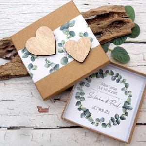 Geldgeschenk Verpackung Personalisiertes Geschenk Hochzeit Herz Kraft Eukalyptus