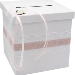Briefbox Tischdeko Vintage Hochzeit Rosa Weiß Spitze Geldgeschenke MARINA Kartenbox