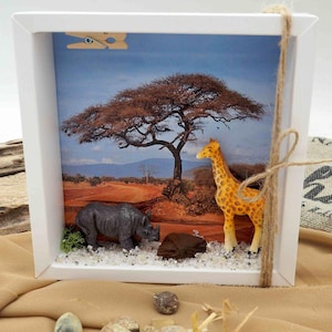 Geldgeschenk Verpackung Afrika Safari Giraffe Nashorn Urlaub Reise Gutschein Geschenk