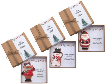 Geldgeschenk Verpackung Kraft Weihnachten Elch Weihnachtsmann Schneemann 14cm Personalisierbar