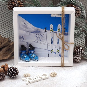 Geldgeschenk Verpackung Blau Skiurlaub Skischuhe Ski Winterurlaub Geldverpackung Weihnachten Gutschein