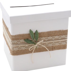 Briefbox Kartenbox Rustikal Hochzeit Vintage Jute Spitze Kraft Natur Geldgeschenk Deko MARTHA