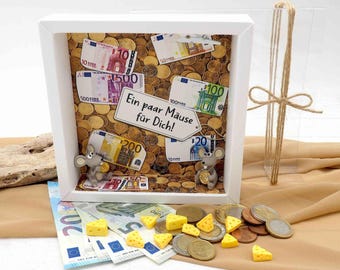 Money gift packaging, money mice, money, birthday present