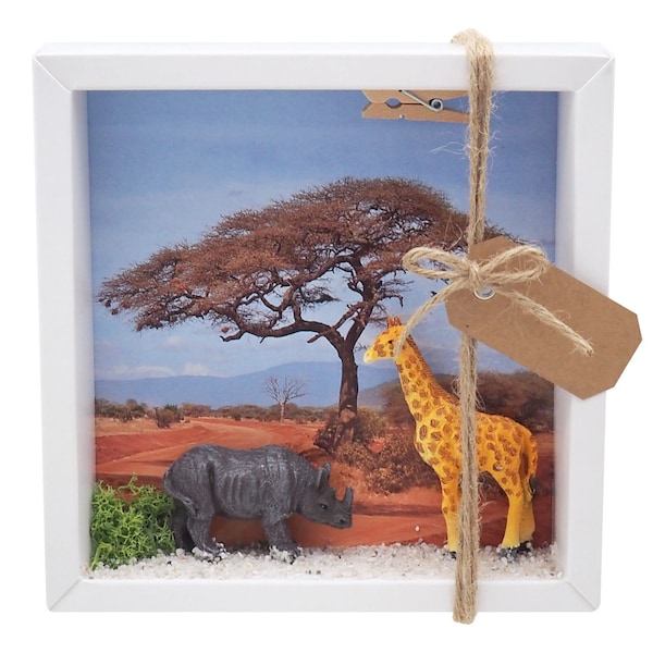 Geldgeschenk Verpackung Afrika Safari Giraffe Nashorn Urlaub Reise Gutschein Geschenk