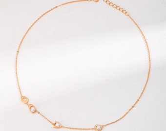 Collana di perle stile minimalista in argento 925 oro vintage