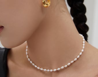 Collana girocollo con perle in argento puro di ispirazione vintage / Elegante argento S925 con perle e perline