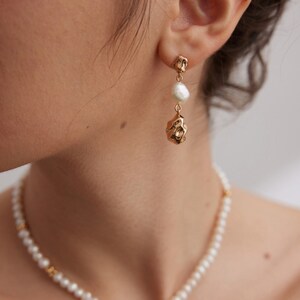 Baroque Natural Pearl Earrings - 925 Silver, Vintage Gold & Platinum Colors