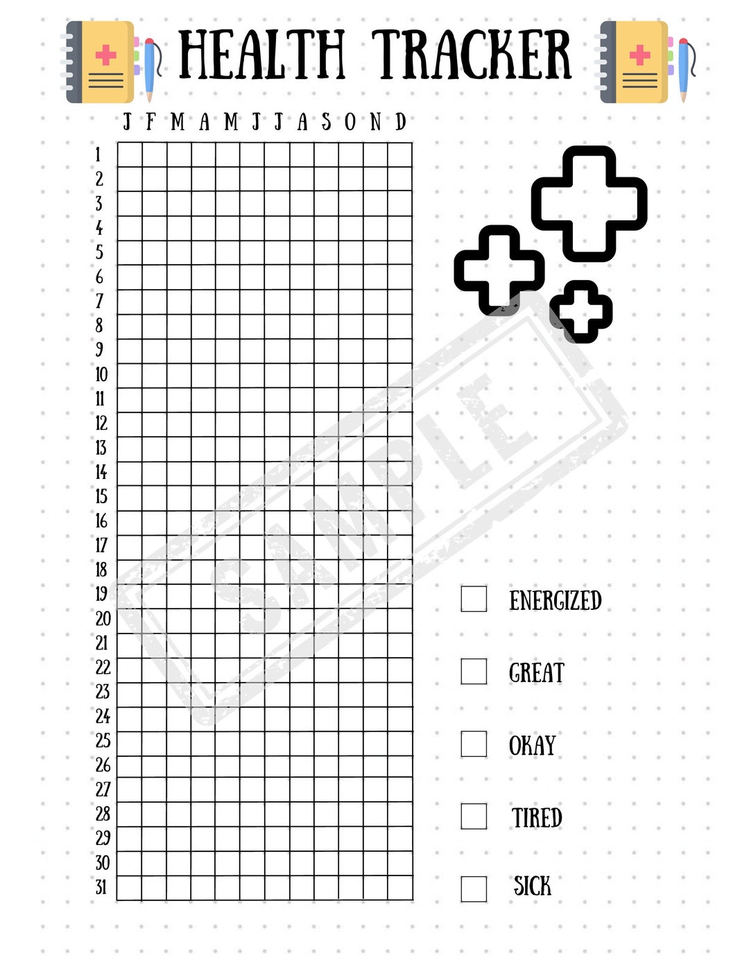 Health Tracker - A5 Journal Page - Printable Tracker - Journal Template ...