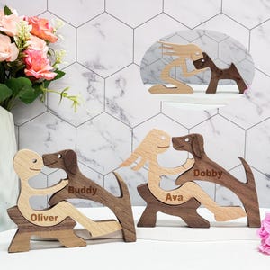 Custom Handmade Woodcarving Woman and Dog Figurine,Man and Dog,Woman and Bird,Wooden Desk Decor,Dog Lover Gift,Dog Owner Gift,Pet Lover Gift