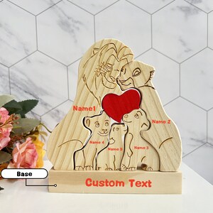 Rompecabezas de madera personalizado de la familia de leones - Rompecabezas con nombre familiar grabado - Regalo de recuerdo familiar - Familia de animales - Regalo para el Día de la Madre - Regalo para el Día del Padre imagen 7